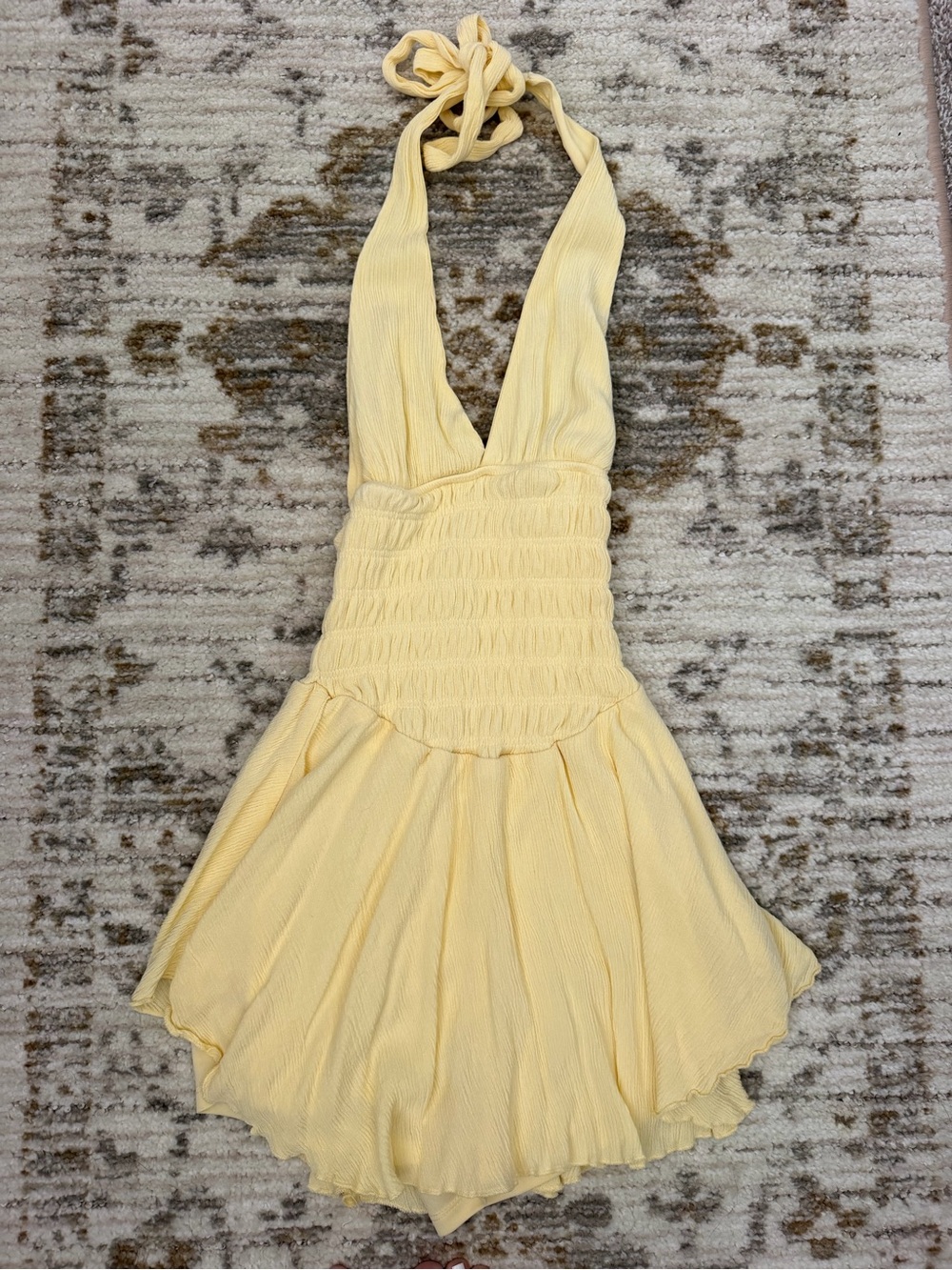 Tilly's Light Yellow Halter Romper Dress